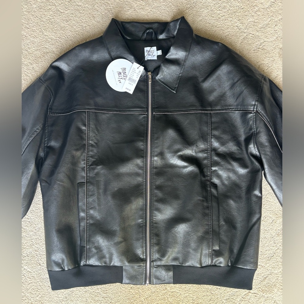 BRAND NEW PRINCESS POLLY OVERSIZED LEATHER BOMBER JACKET